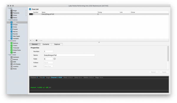 Recording a Cue with Channels